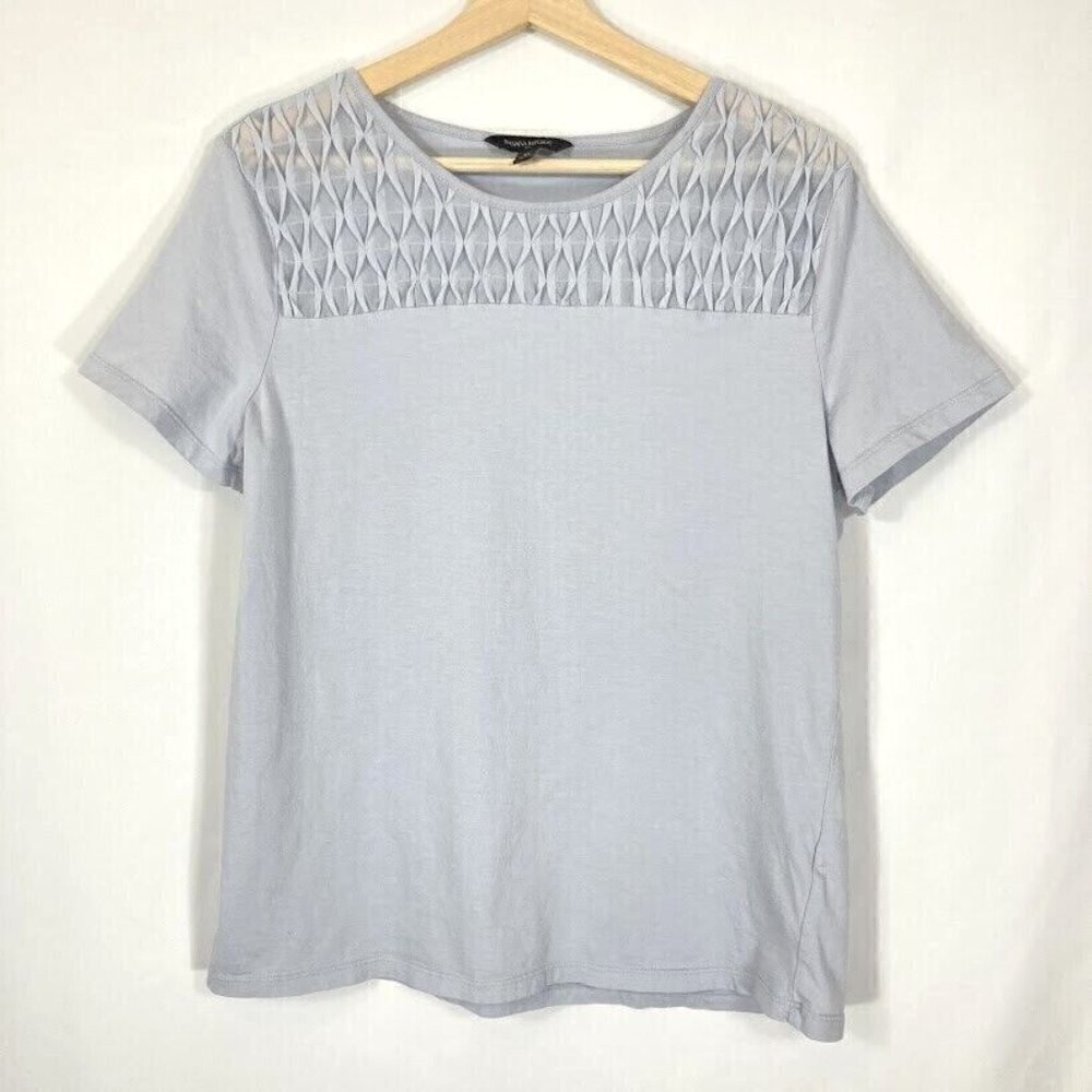 Banana Republic Smocked T-Shirt Short Sleeve Minimalist Preppy Neutral Stretch M